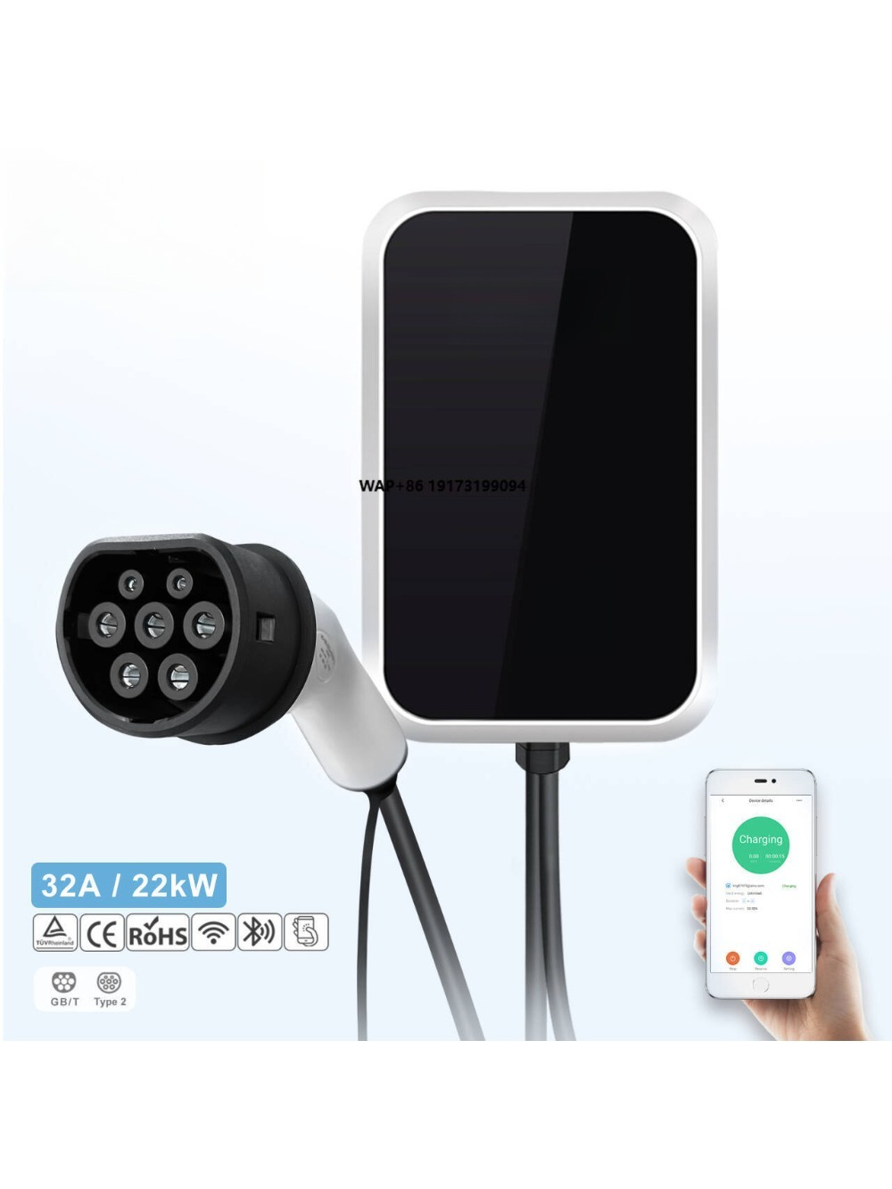22Kw Wallbox Type 2 Ocpp Rfid - Estación de Carga para Vehículos Eléctricos