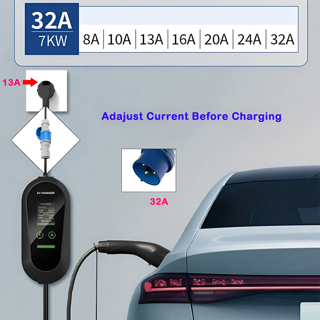 Cargador EV portátil Type2 7KW - Portable Ev Charger 32A Type 2 Cee Plug reseña y precio